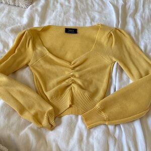 Vici Mustard Ruched Knit Top